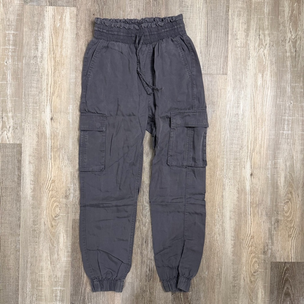 Abercrombie & Fitch Linen W’s Pull on High Waisted Cargo Jogger Pants-size XS R - Picture 2 of 7